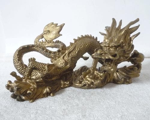 良品　龍　真鍮製　黄銅　龍神様　5本爪　開運　縁起物　アンティーク　置物