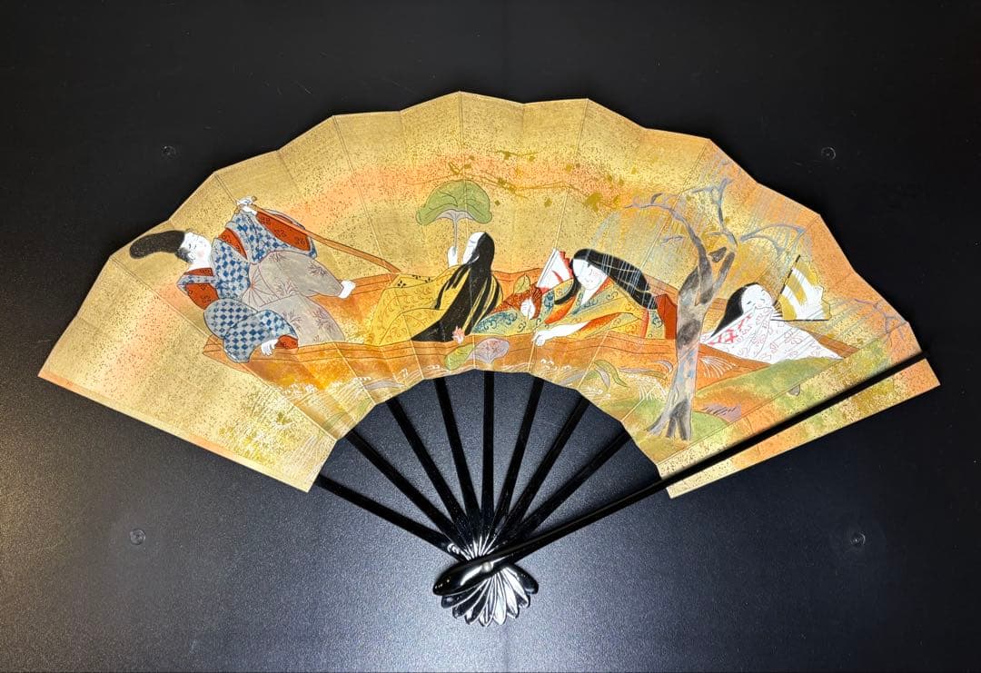 和風扇子 京都宮脇賣扇庵　飾舞扇舟遊び　扇子　舞也古扇　両面　京扇子　舞扇子