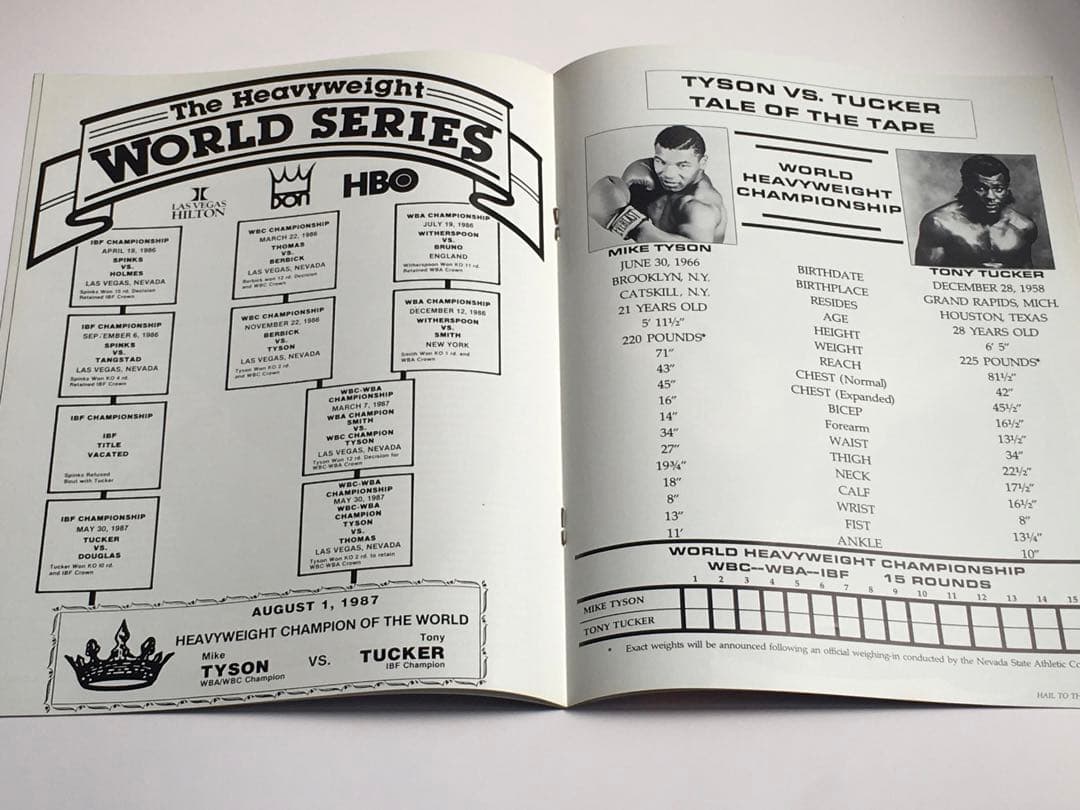 レア　マイク・タイソン対トニー・タッカー　ボクシングパンフレット