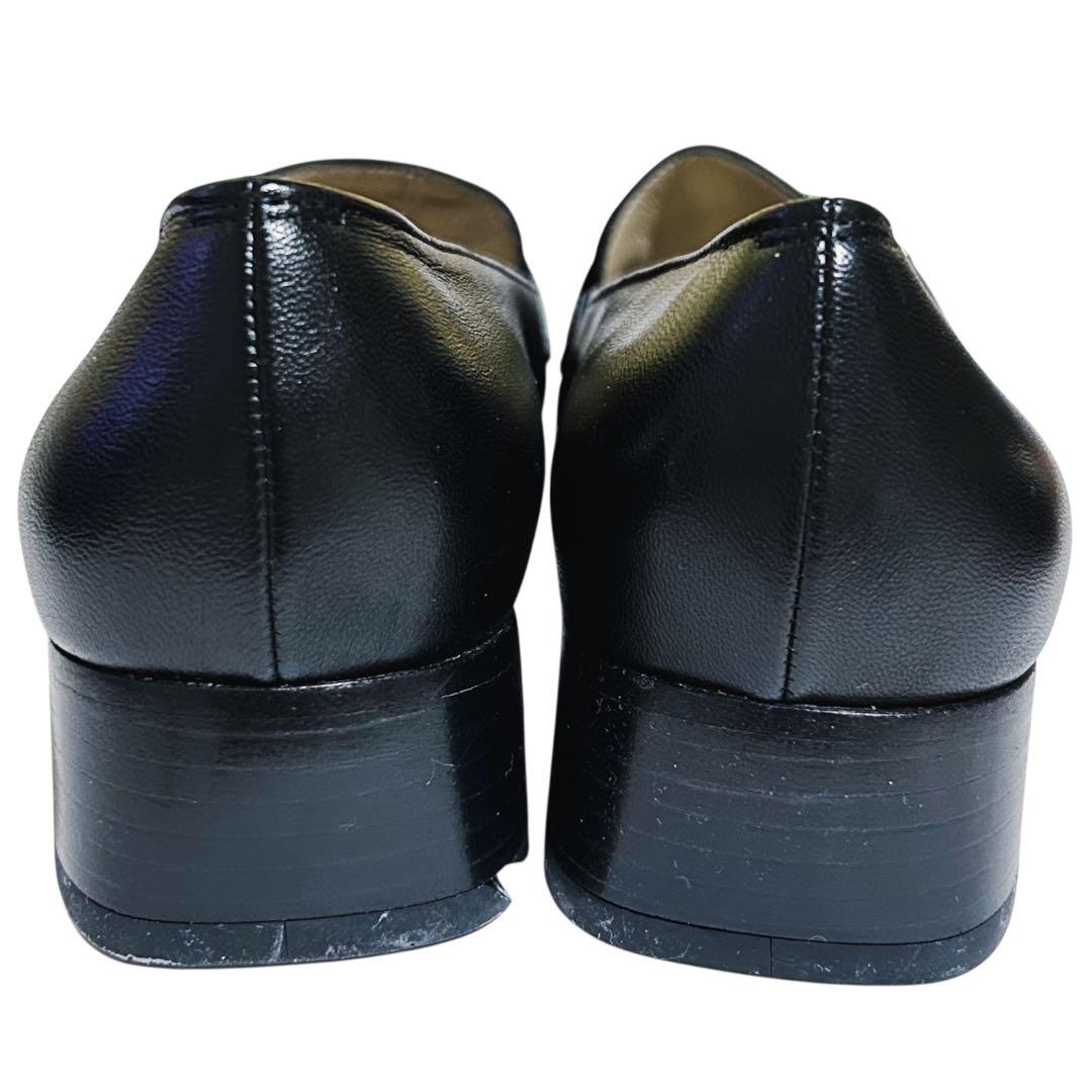 フェラガモ ガンチーニ ローファー 6.5D 23.5〜24cm 黒×シルバー