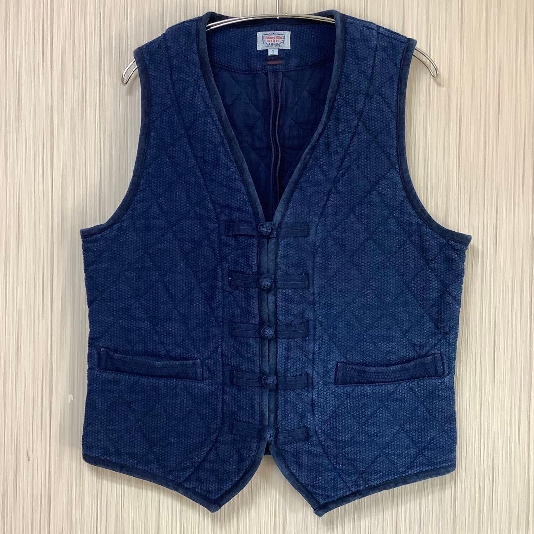 【GAIJIN MADE】藍染刺し子ベスト 柔道着ベスト チャイナボタン