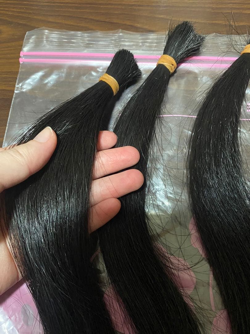 髪の毛 ウィッグ 黒髪 束