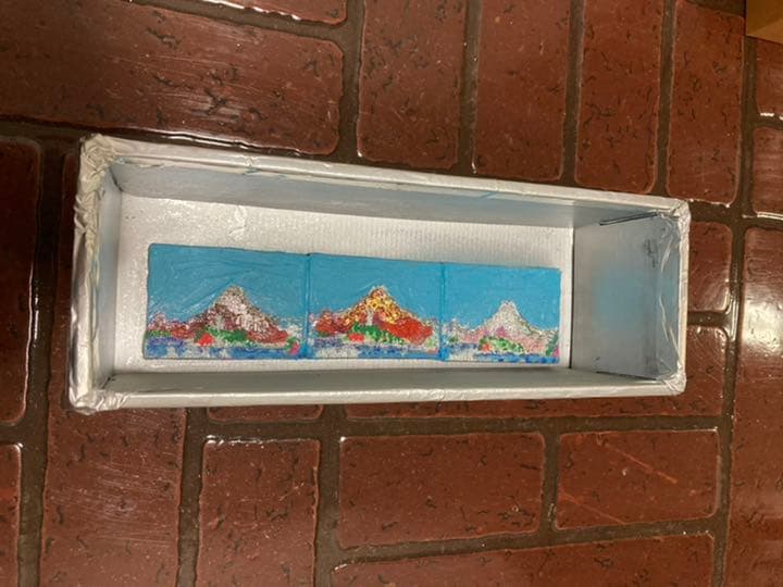 幻想絵画、空飛ぶ画家糸川裕志の富士山曼荼羅図の箱絵、油絵、