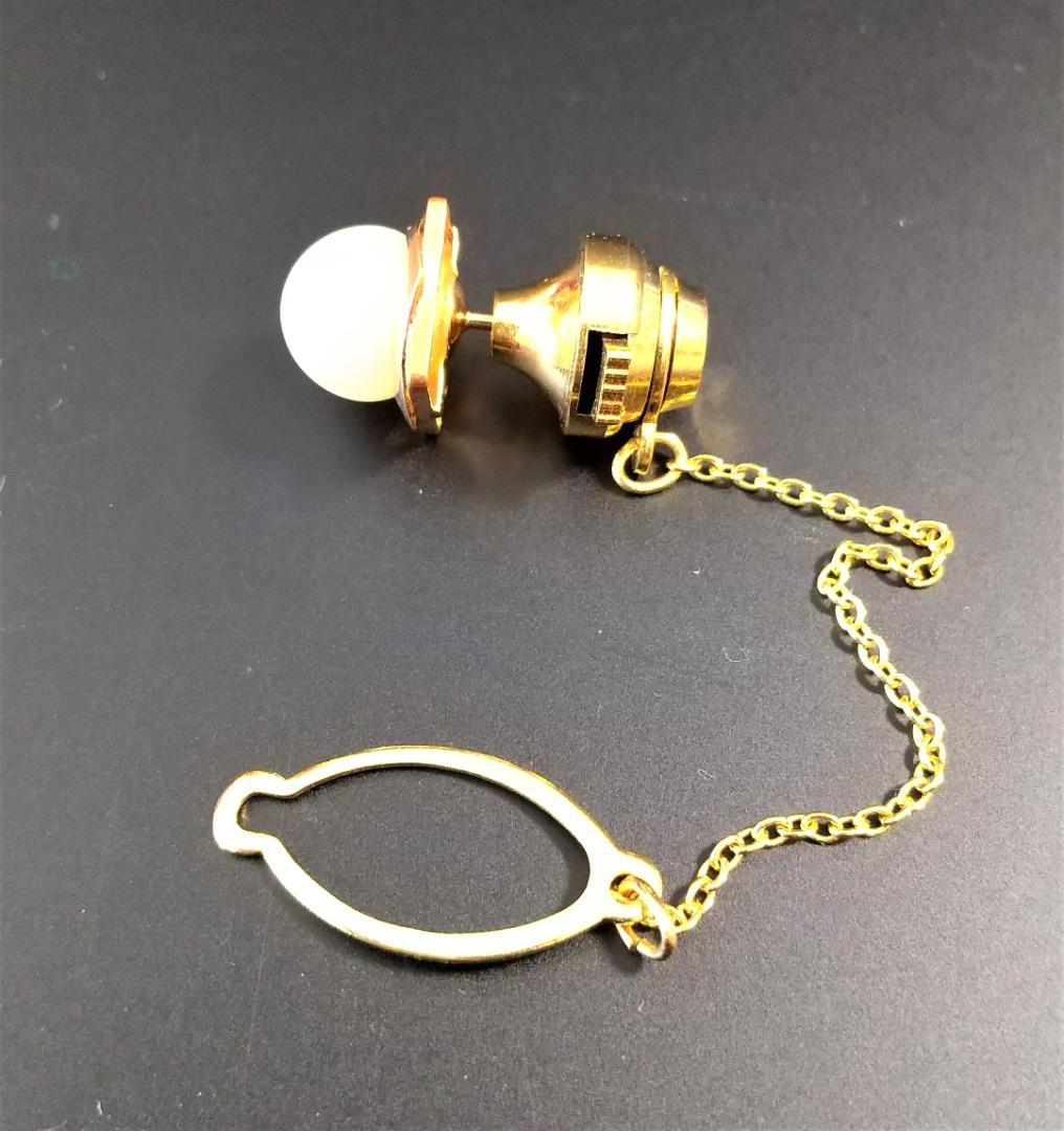 K18　真珠タイタックピン　ネクタイピン