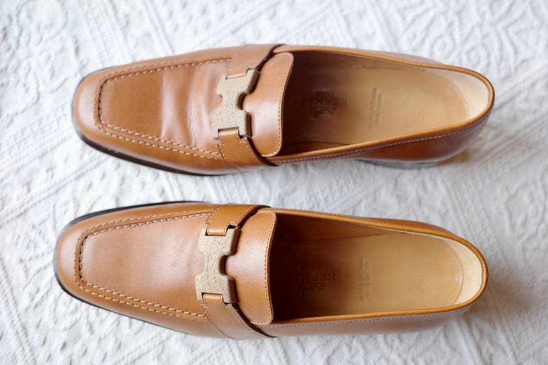 【正規品・極美品】 HERMES ローファー 36.5 木製Hバックル 箱付き