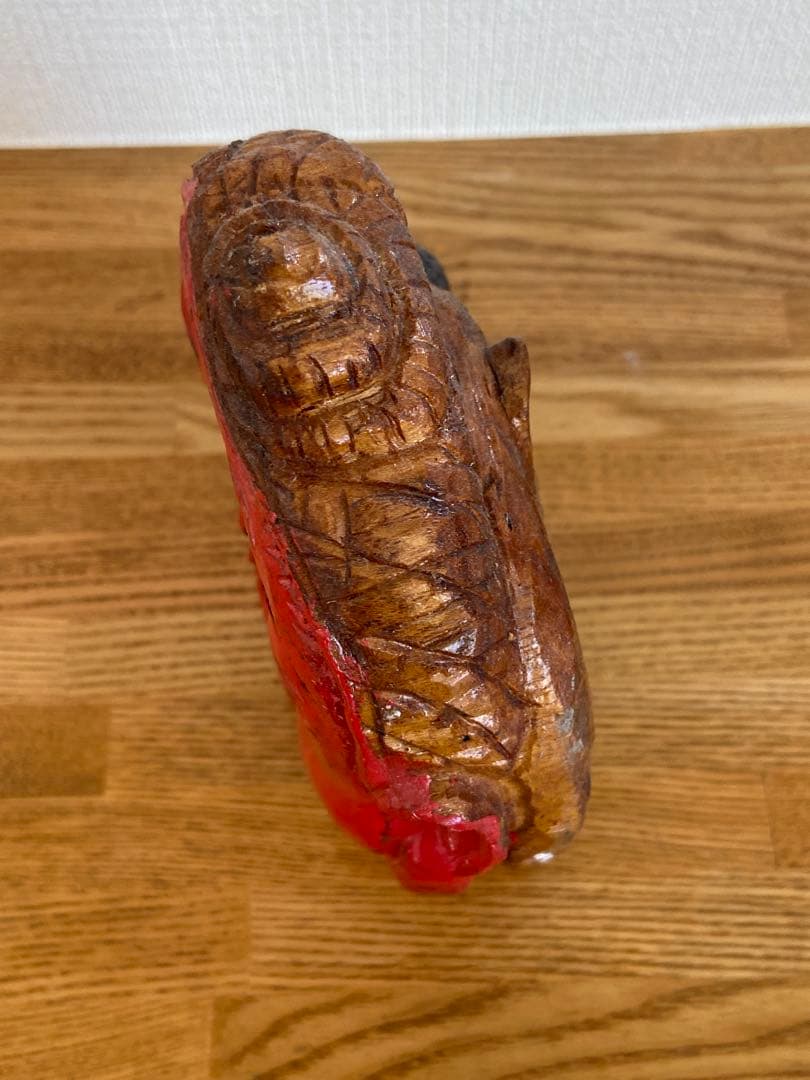 古道具坂田取扱 木彫 熊と赤面 二面像 祭祀仏具 古作
