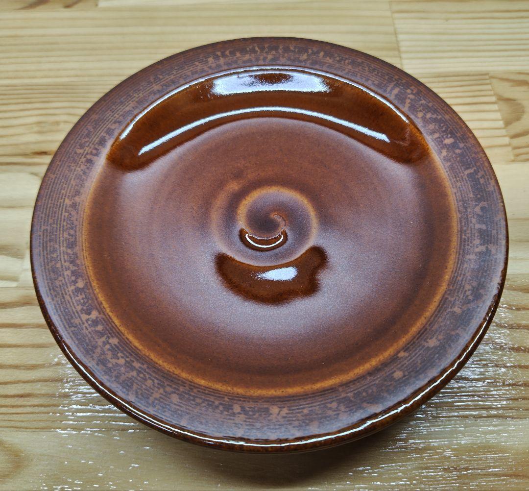 送料込【逢絢亭】茶道具 銘々皿 大樋焼 飴釉 渦紋 5枚 10代 大樋長左衛門