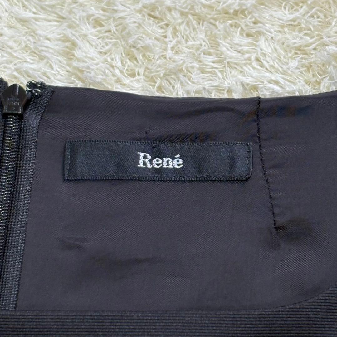 【美品】ルネ　ワンピース　ブラック　34　フレア　Aライン　ひざ丈