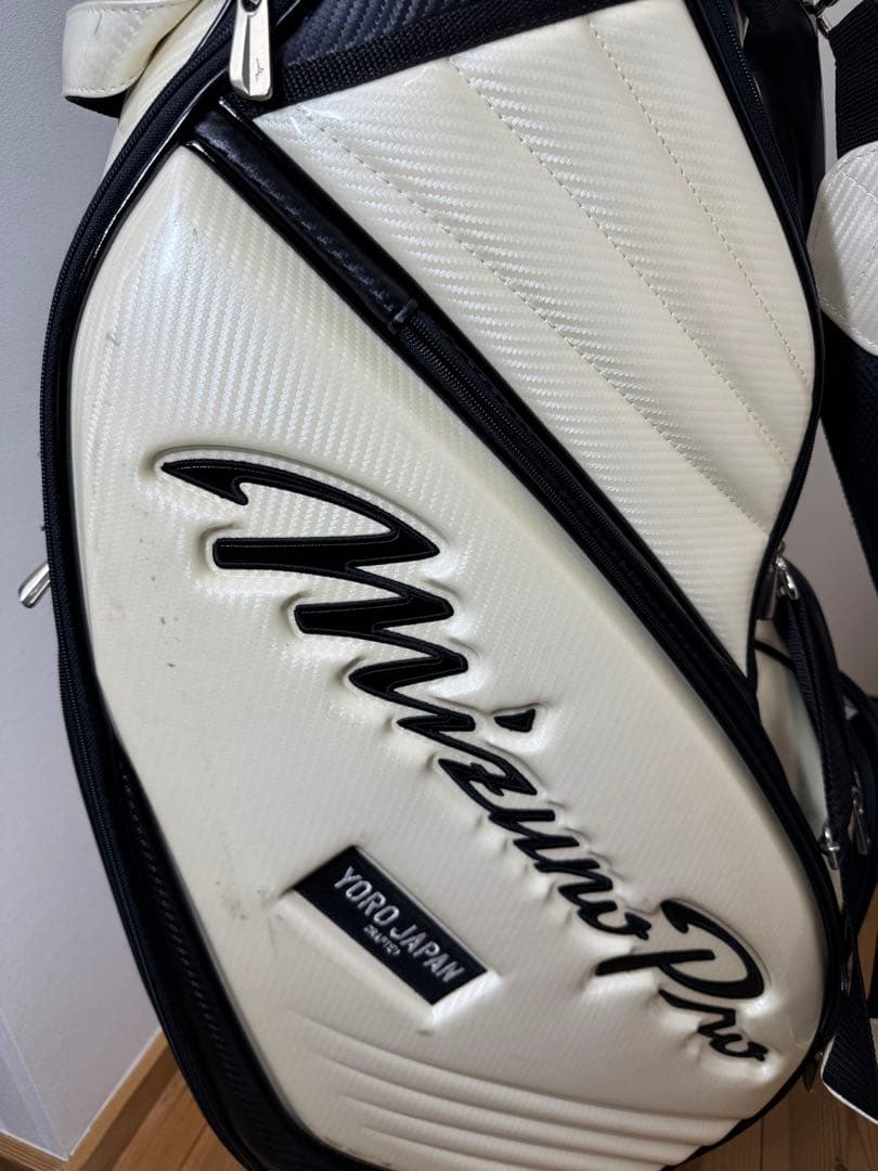 ○ミズノプロ　キャディバッグ　ゴルフバック　白　養老ジャパン