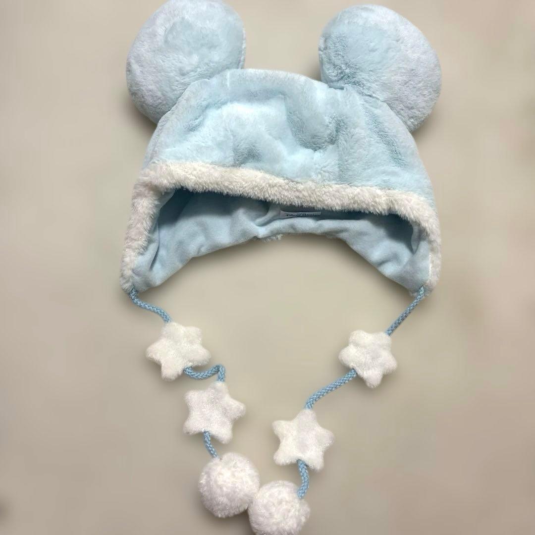 ディズニー　リゾート　ファンキャップ　水色　ピンク　モコモコ　冬　ランド　シー