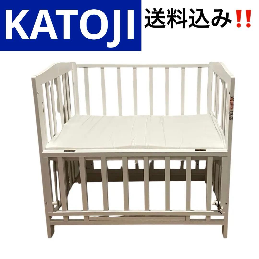 【送料込み】KATOJI カトージ　ベビーベッド　白　ホワイト　マットレス付き