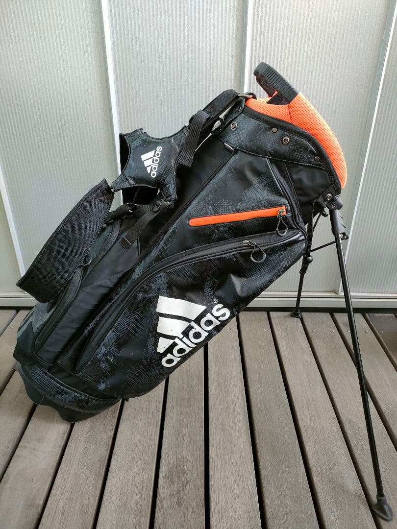 AIBO　アディダス スタンド キャディバッグ【ブラック＆カモフラ柄】