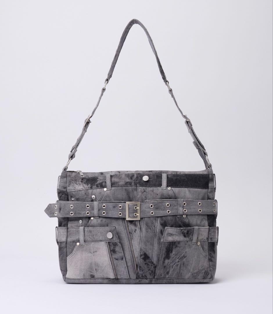 【GRANCY】クレイジーレイヤードデニムパンツデザインショルダーバッグ グレー