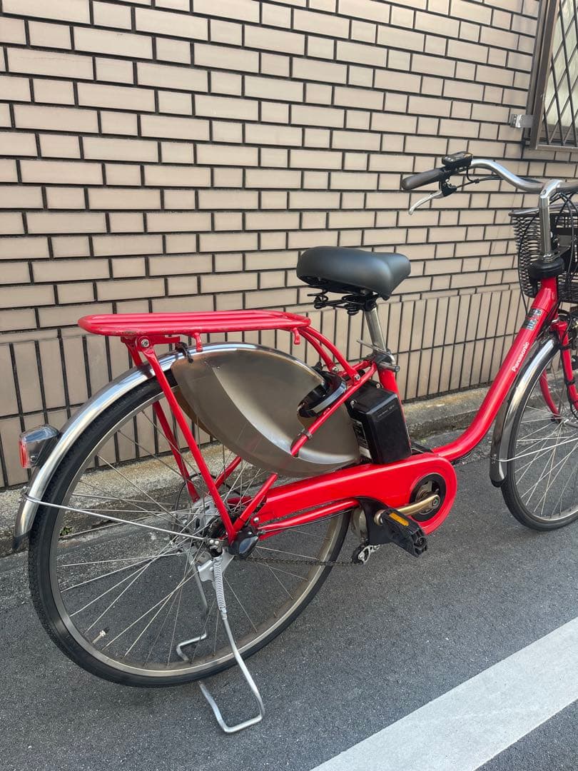 レッド 電動アシスト自転車 シティタイプ 前カゴ付き