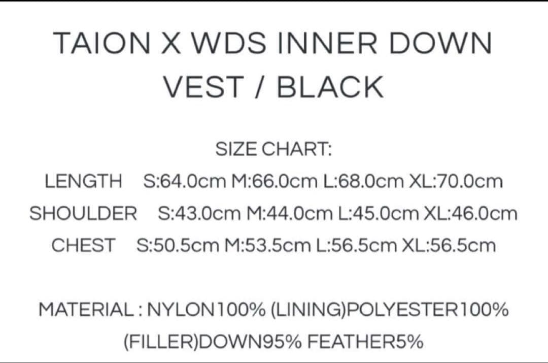 美品　WIND AND SEA × TAIONダウンベストXL