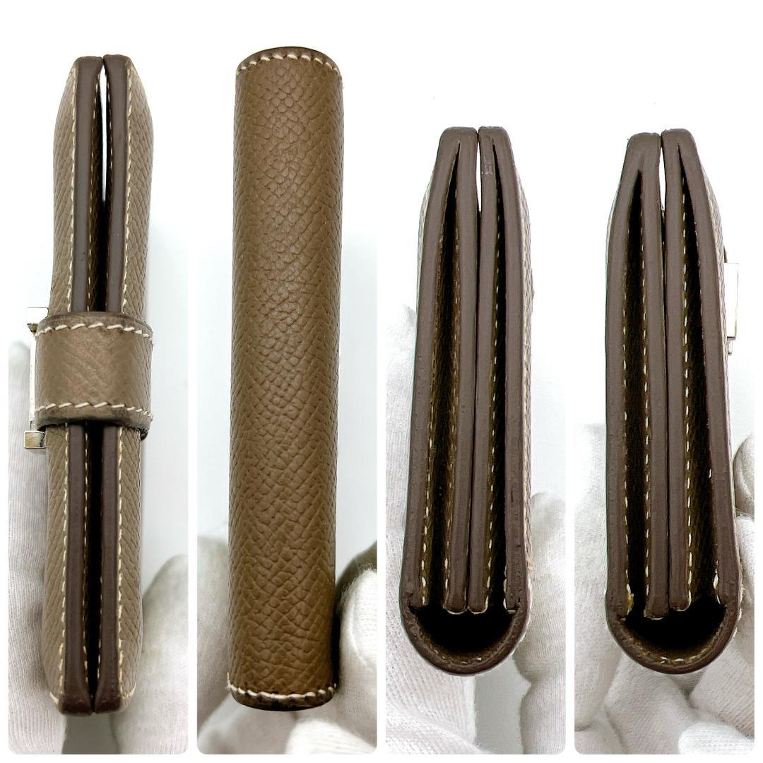 【極美品】エルメス ベアンミニ カードケース エトゥープ 名刺入れ A765