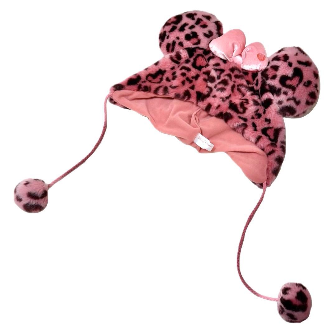 美品・廃盤 ディズニー ミニー ヒョウ柄 ファンキャップ ピンク リボン レア