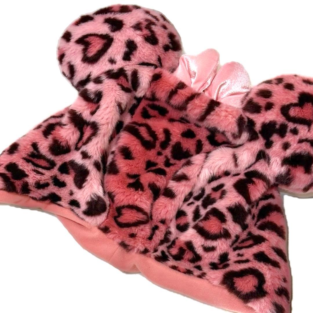 美品・廃盤 ディズニー ミニー ヒョウ柄 ファンキャップ ピンク リボン レア