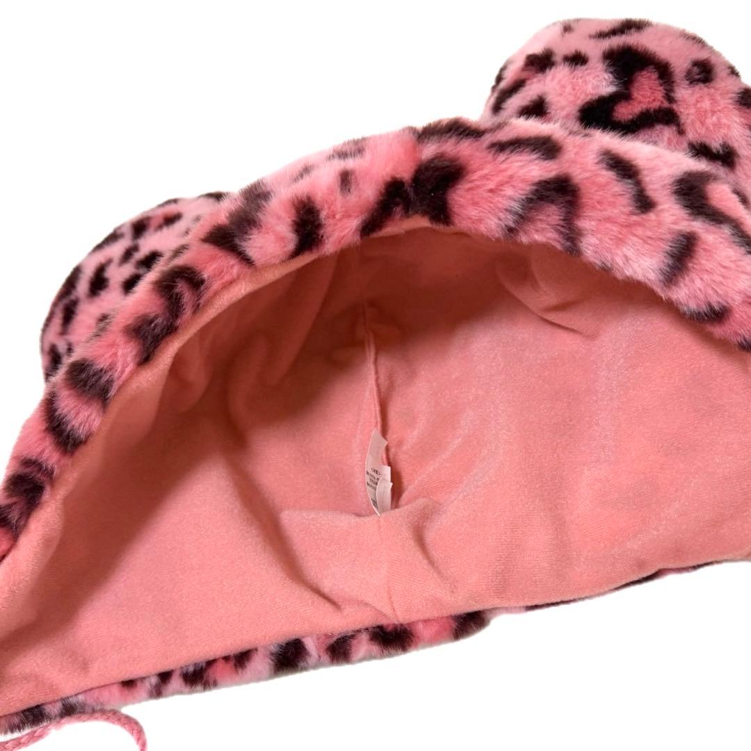 美品・廃盤 ディズニー ミニー ヒョウ柄 ファンキャップ ピンク リボン レア