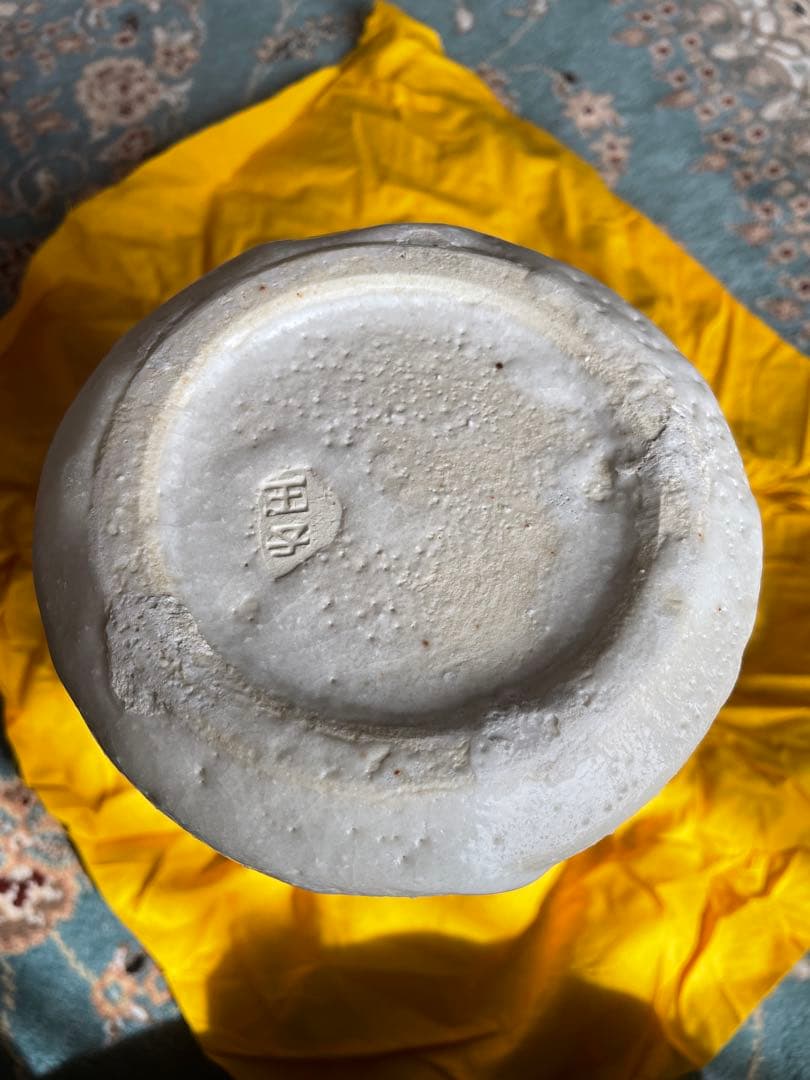 加藤寛治 花瓶 白茶 グラデーション 専用木箱付き