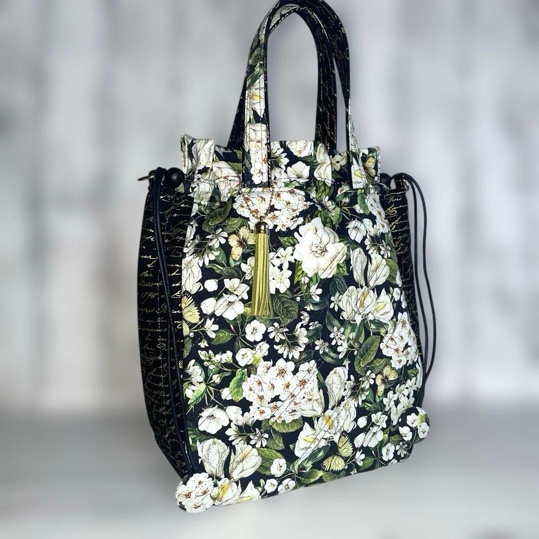 maruru サイド別マチトート、ストラップセット、ラウンド巾着大