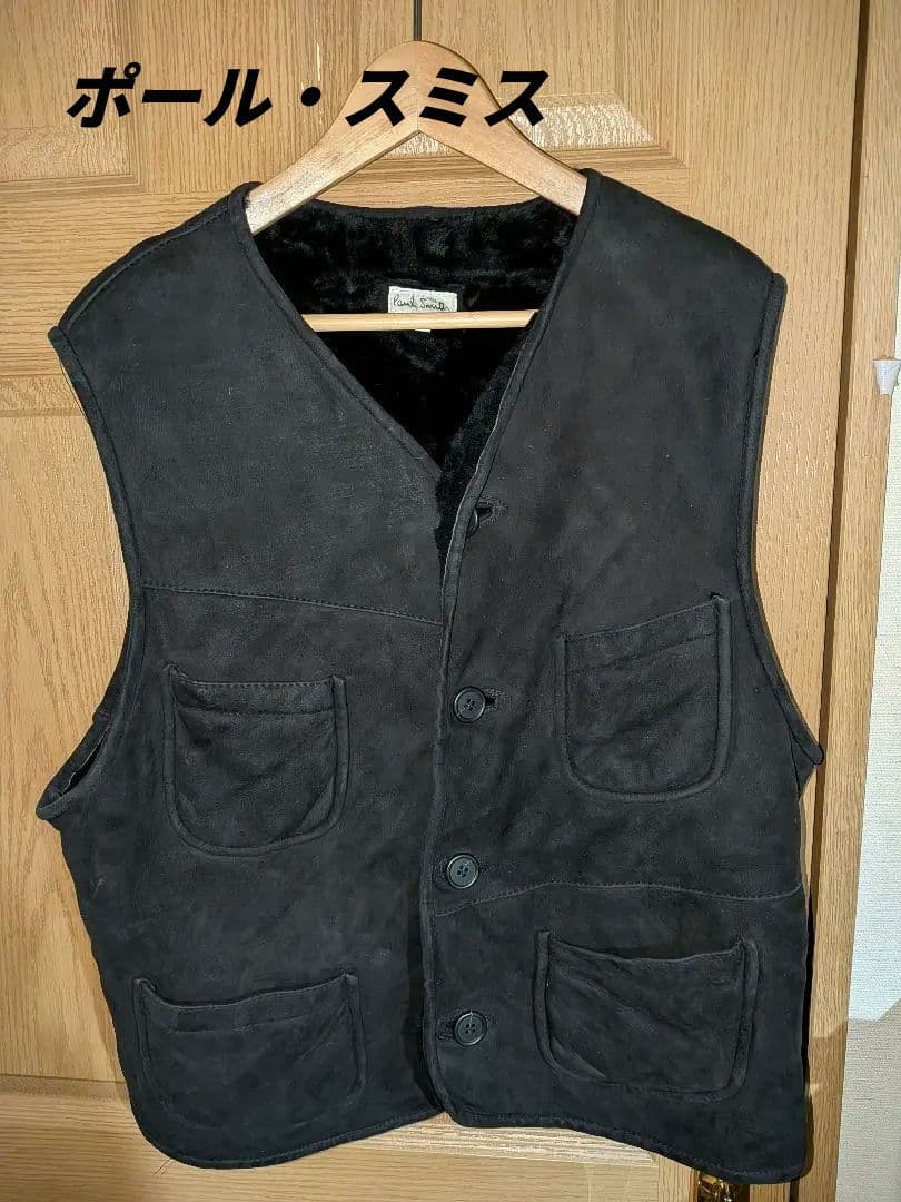 Paul　Smith　ポールスミス　羊革　ムートンベスト 　レザー　4ポケット