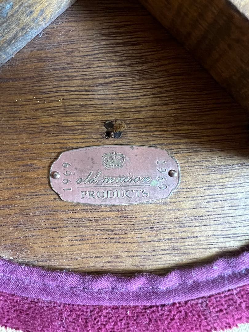 old maison アンティークチェア　スツール　丸椅子　木製＋布貼り　3脚