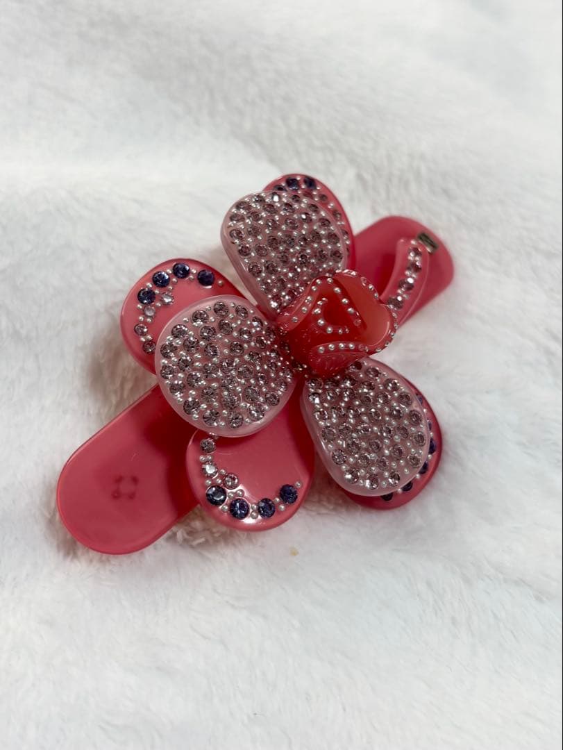 ALEXANDRE DE PARIS ピンクの花デザイン ヘアクリップ