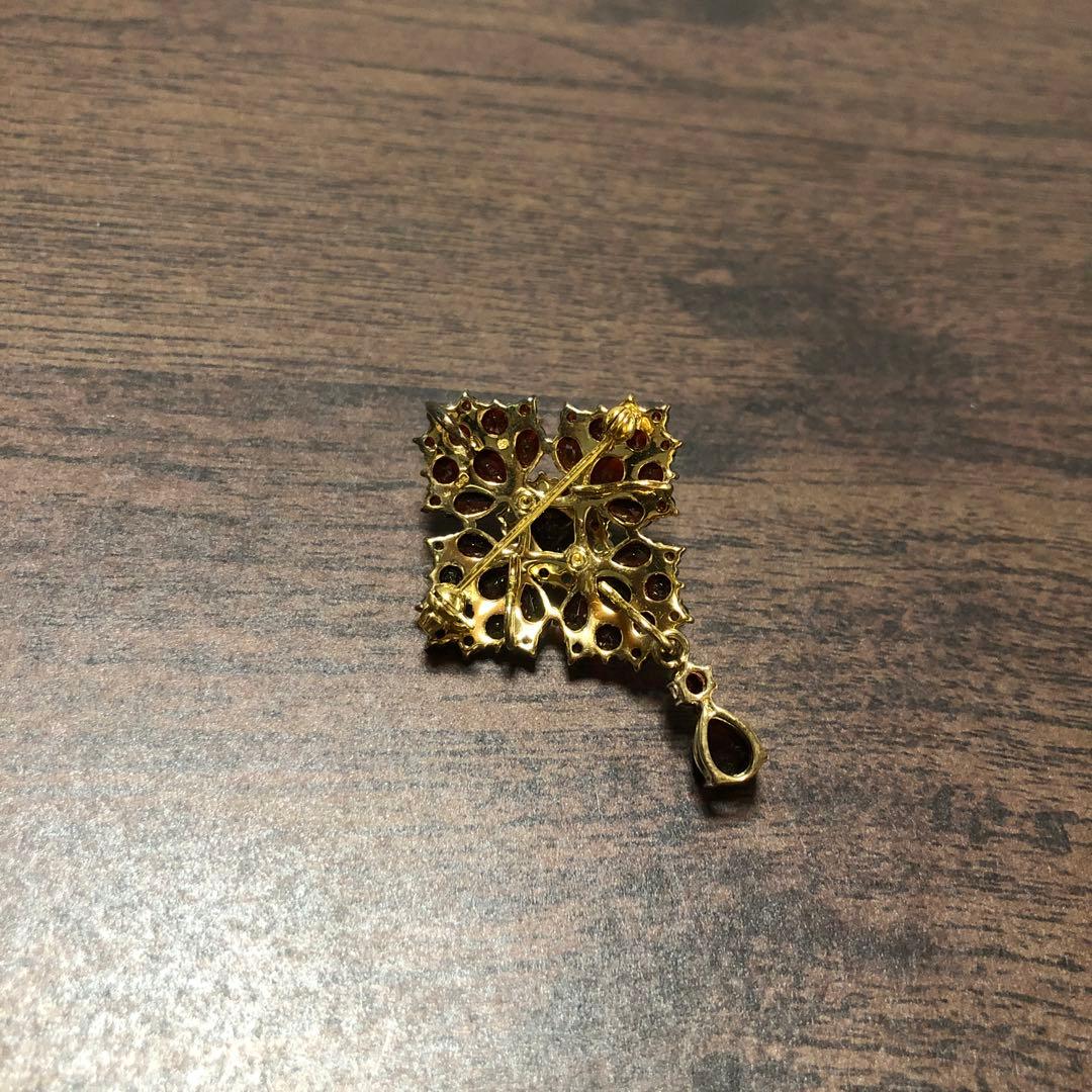 Rokuzan碌山 ガーネット オパール ブローチ 兼 ペンダント2way