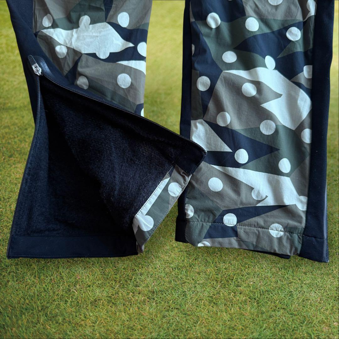 現行モデル　裏起毛　蓄熱　パーリーゲイツ　パンツ　迷彩　S〜M相当　3 黒　カモ