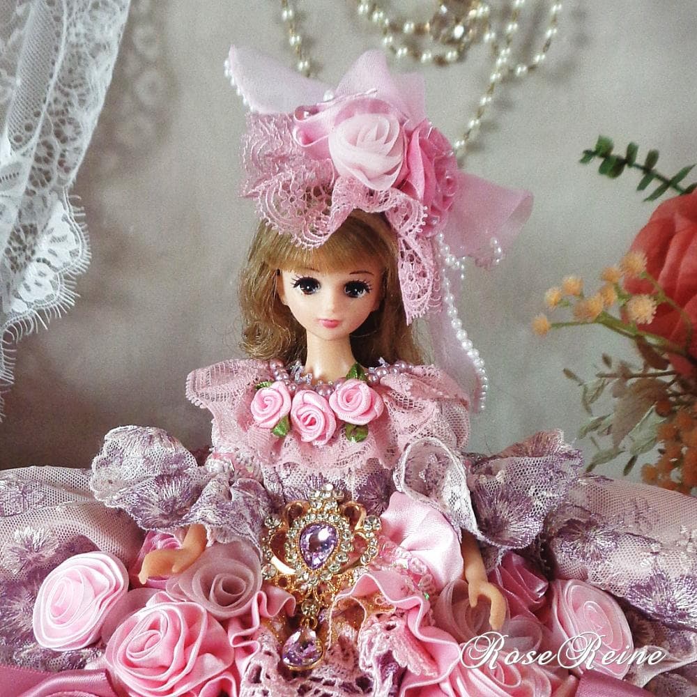 XmasSale アンネローゼ王妃クラシカルモーブピンクの豪華フリルドールドレス