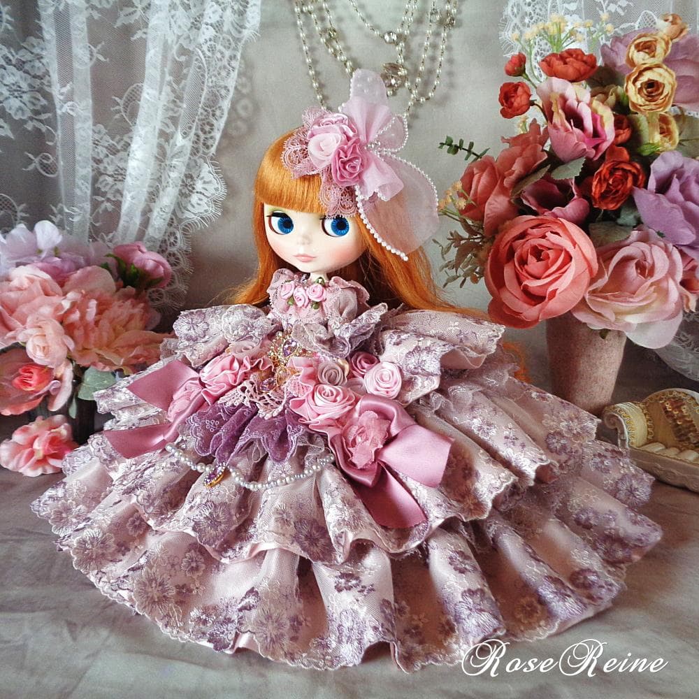 XmasSale アンネローゼ王妃クラシカルモーブピンクの豪華フリルドールドレス