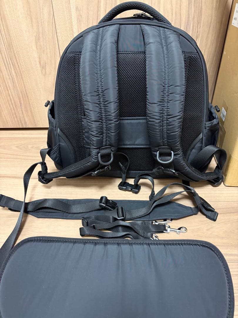 新作新品！SSOOOK メッシュ素材の前ポケット付きバッグ ブラックM