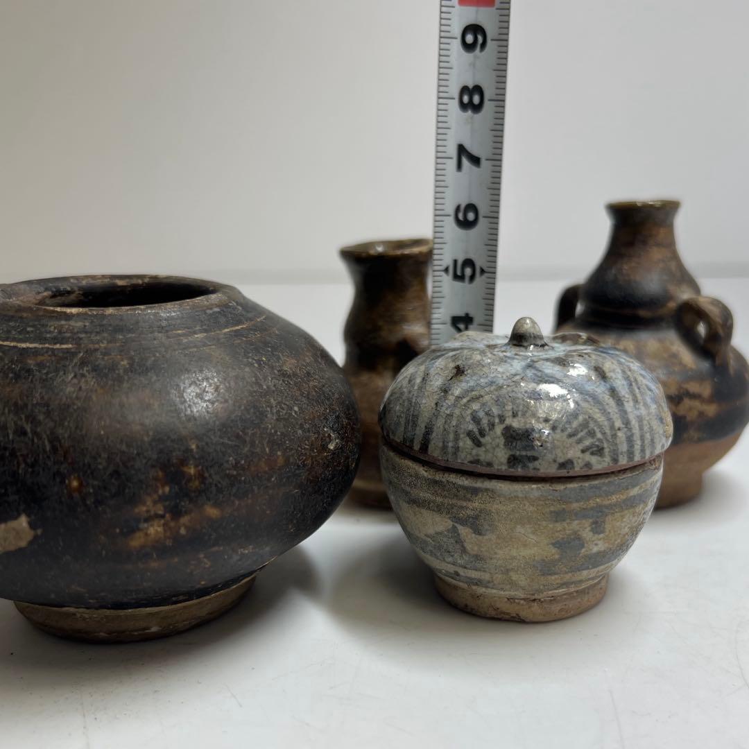 専用16世紀頃　宋胡ろく壺4点　最大h6cm 最長幅約8cm 東K8-0131①