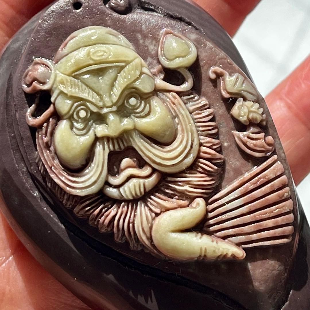 レア 天然石 パープル ローブジェイド 硬玉 ジェダイト 彫刻 魔除け 希少品