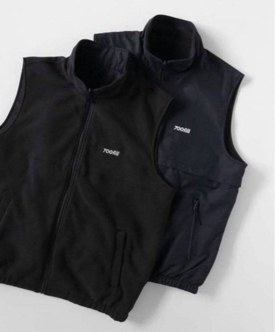 700fill リバーシブルベスト フリースベスト ブラック Mサイズ