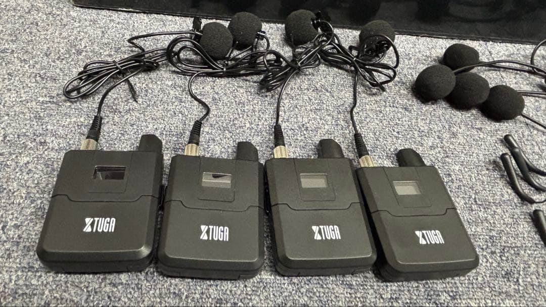 TUGA ワイヤレスマイクシステム 受信機4台 送信機4台