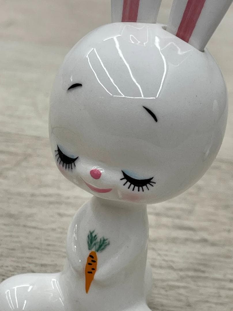 昭和レトロ 内藤ルネ うさぎ フォークスタンド 陶器製 2点 RUNE