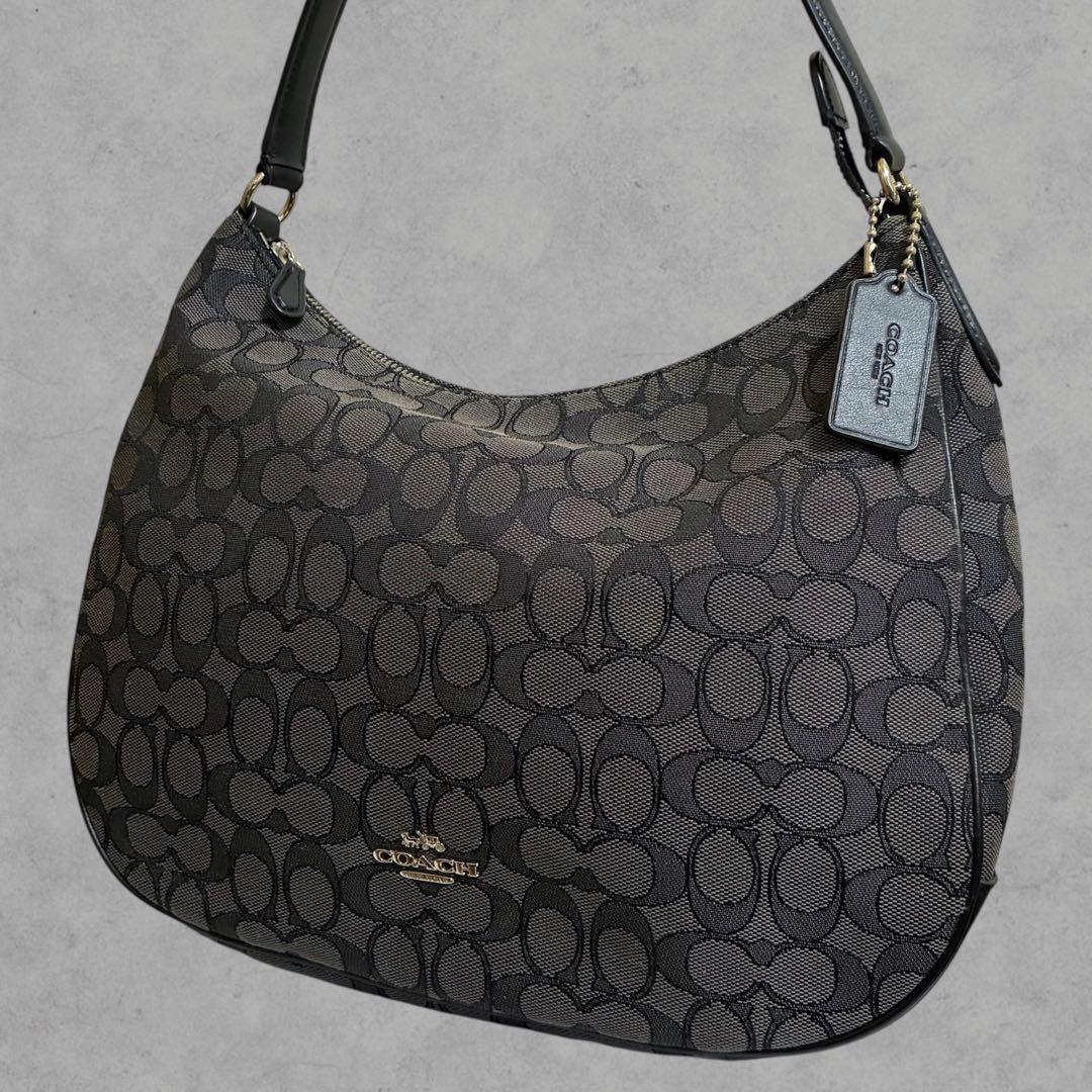 極美品 COACH コーチ シグネチャー ホーボー ハンドバッグ ワンショルダー