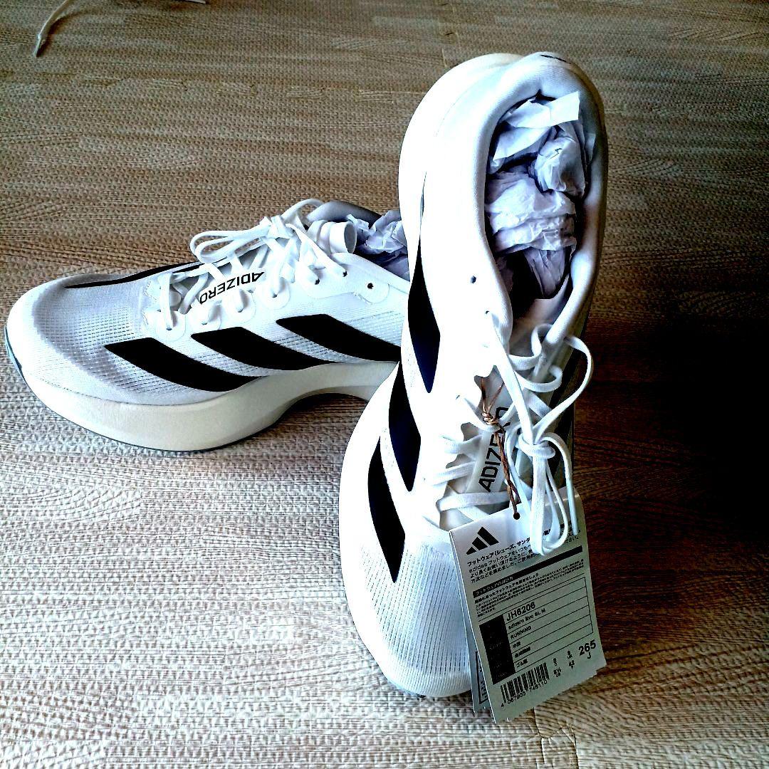 新品26.5サイズADIZERO ランニングシューズ ホワイト/ブラック