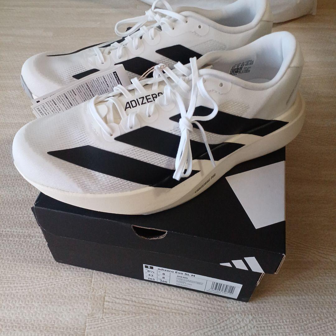 新品26.5サイズADIZERO ランニングシューズ ホワイト/ブラック