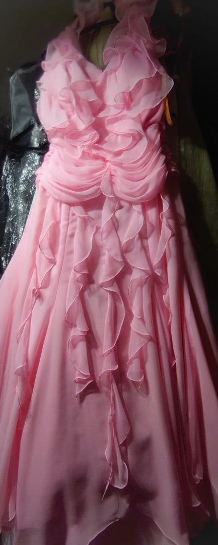 タカダンス ピンク フリル ロングドレス M (パニエ販売は要相談)