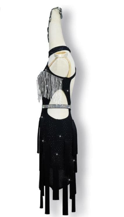 社交ダンス用アシンメトリードレス（黒・白）