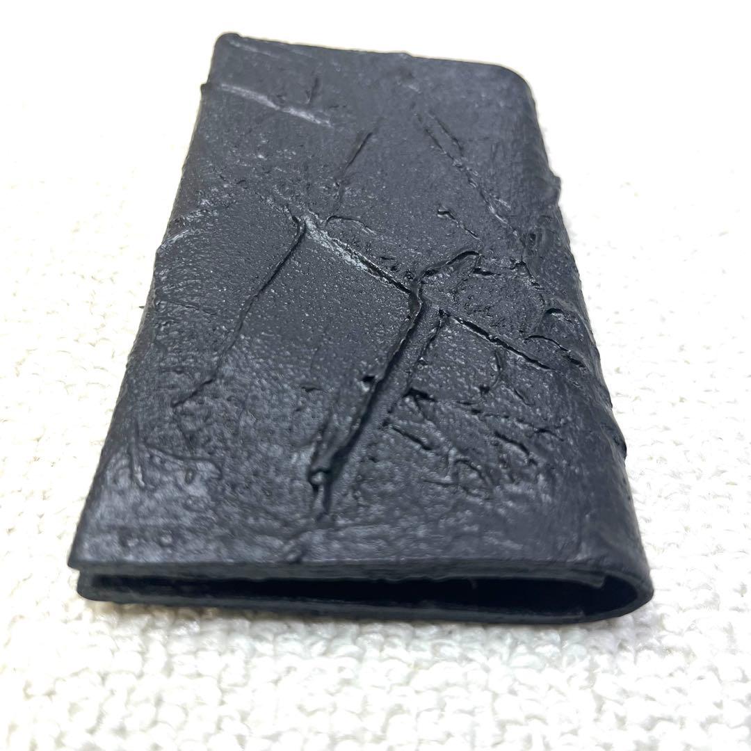 【美品】カガリユウスケ カードケース 黒壁 牛革 漆喰 パテ 名刺入れ