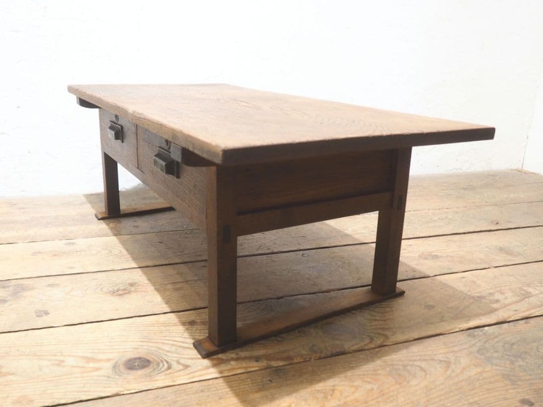 1313 アンティーク　栗の文机　ローテーブル　引き出し　収納棚　レトロ　展示台