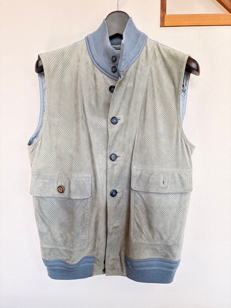 バルスタリーノ　スウェード　パンチングレザー　ベスト