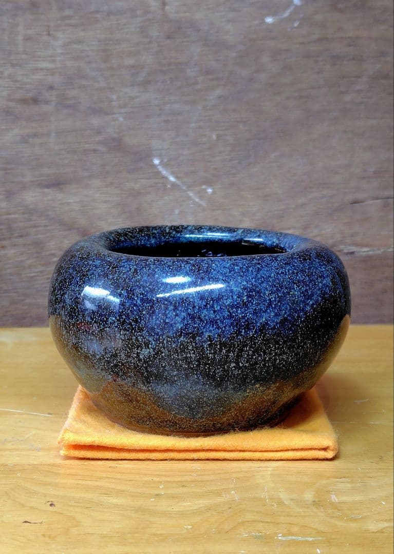 葛明祥製 海鼠釉 小火鉢 茶道具 アンティーク 昭和レトロ 希少 中古