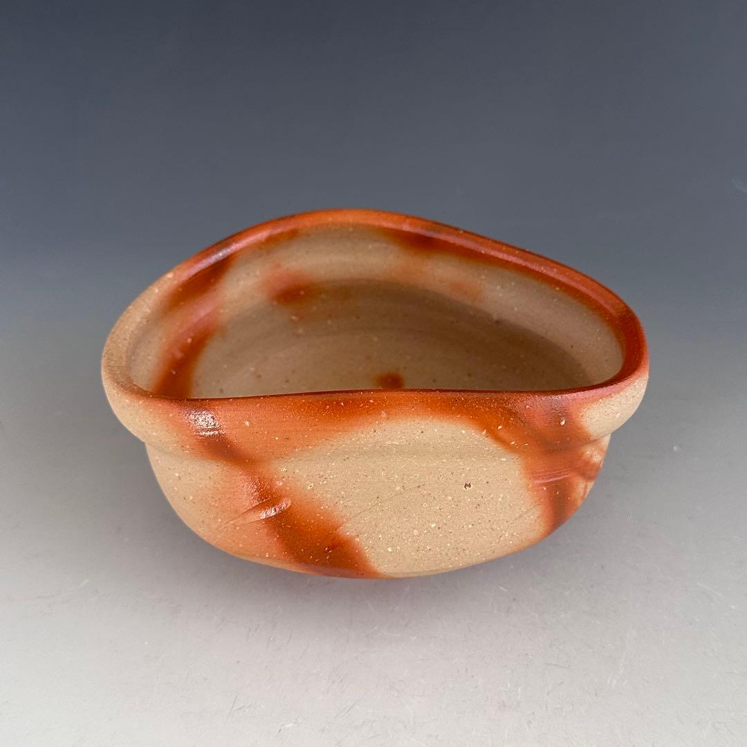 茶道具　備前焼　緋襷　沓形　茶碗　伊勢崎競　共箱　陶芸　茶会　稽古　薄茶　抹茶