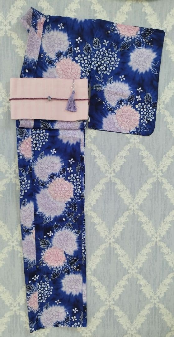 浴衣 紫陽花 絞り【クリーニング済】単品 帯無し
