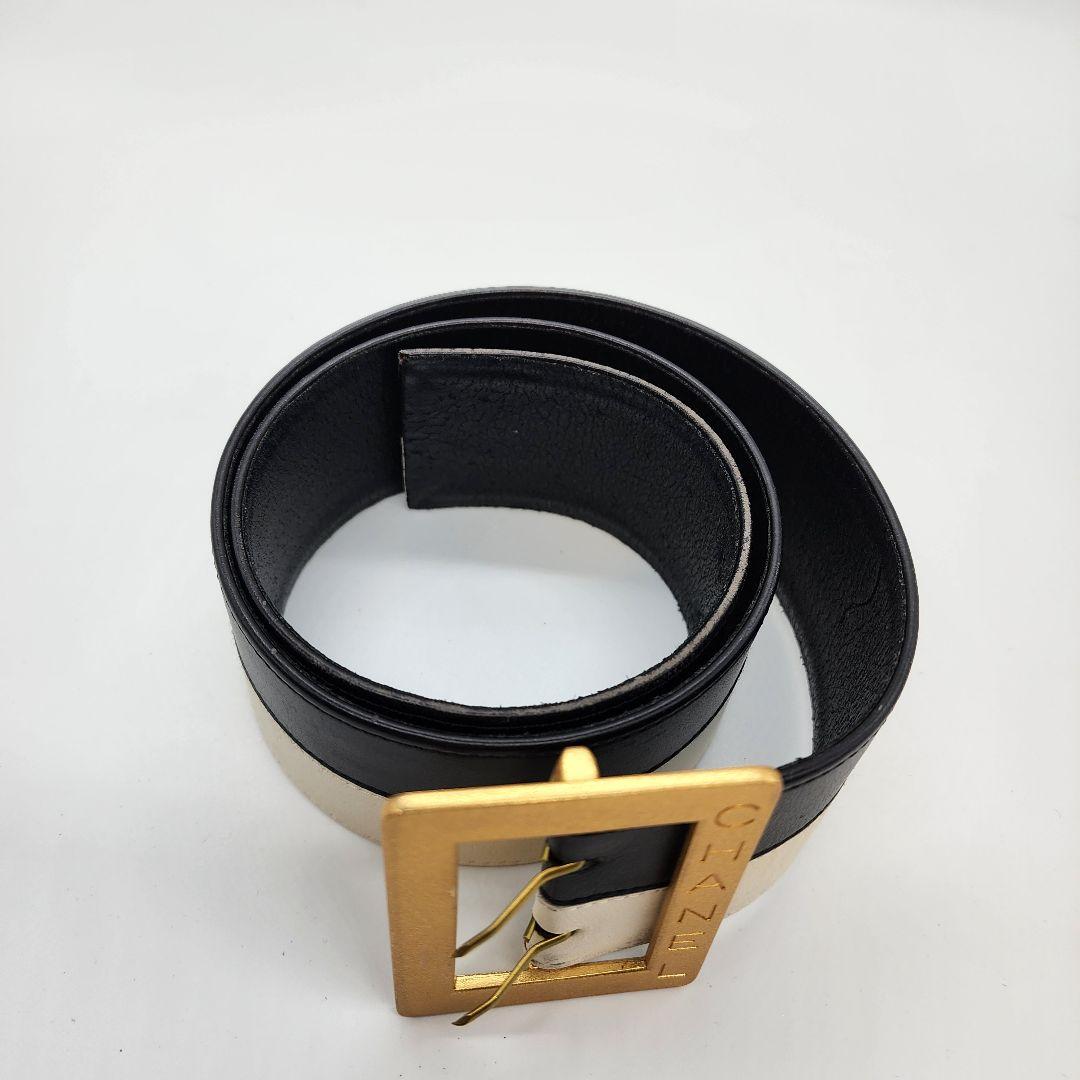 【 激レア☆ 】 シャネル　レザーベルト　モノトーン　バイカラー　ゴールド金具
